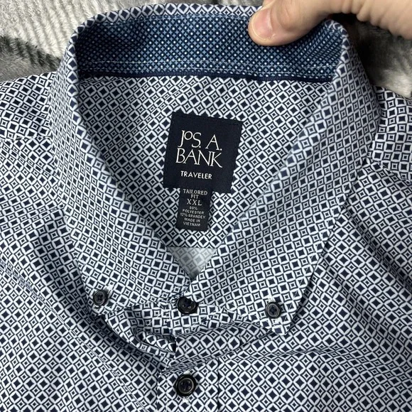 Jos A Bank Traveler Dress Shirt Mens XXL Tailored Fit Performance 4 Way Stretch - Picture 4 of 9